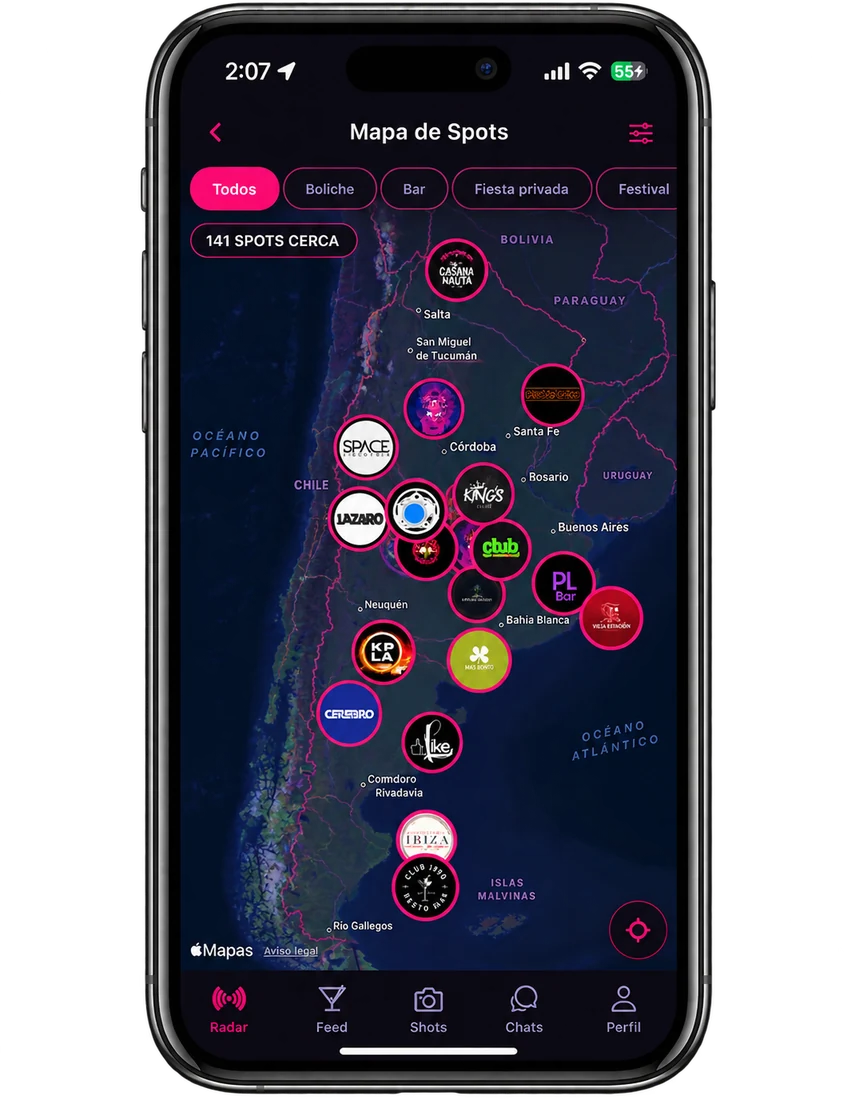 Mapa de spots de Matcheando